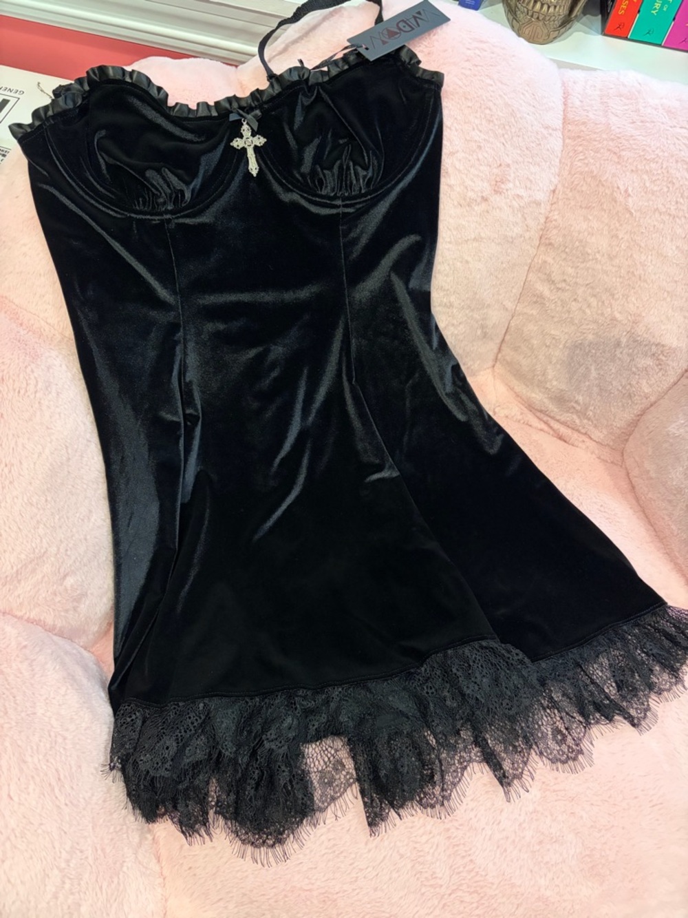 Dolls Kill blind faith velvet dress by widow size XL NWT!